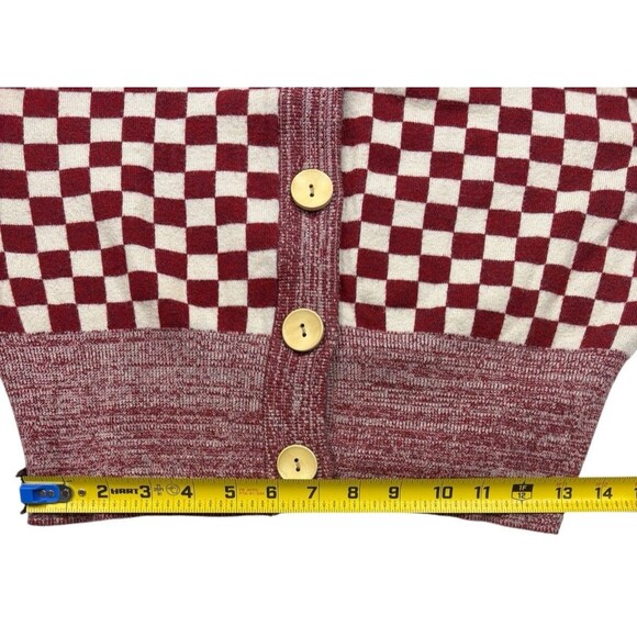 Find Me Now Presley Checkerboard Harlequin Puff Sleeve Cropped Cardigan M - Picture 8 of 14